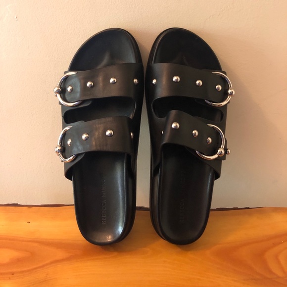 Rebecca Minkoff Shoes - Rebecca Minkoff size 8 black leather vachel sliders